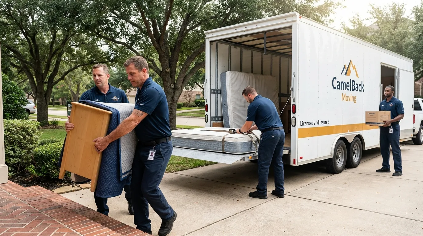 Crew loading residential truck for cross-state move from Worland, WY