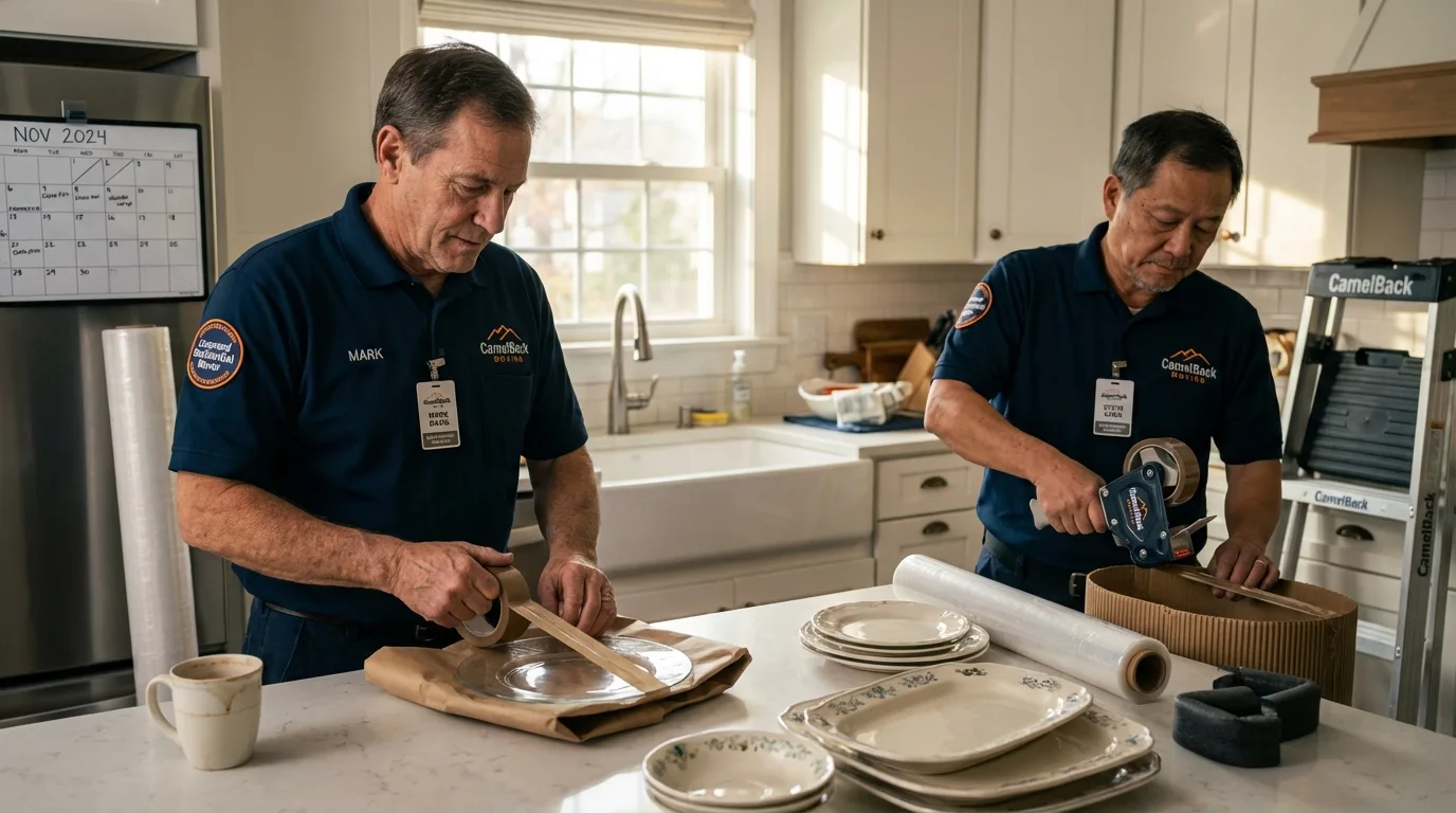 Professional crew packing kitchen dishware in Worland, WY